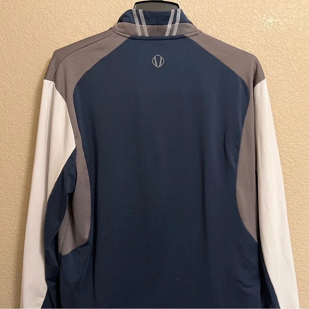 Sunice Golf Pullover Mens Large Blue White Otaki Mid Layer 1/4 Quarter Zip